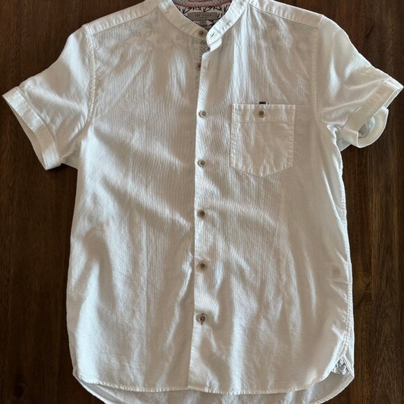 Ted Baker Short Sleeve Mandarin Collar Shirt in Men’s Small - Picture 1 of 11